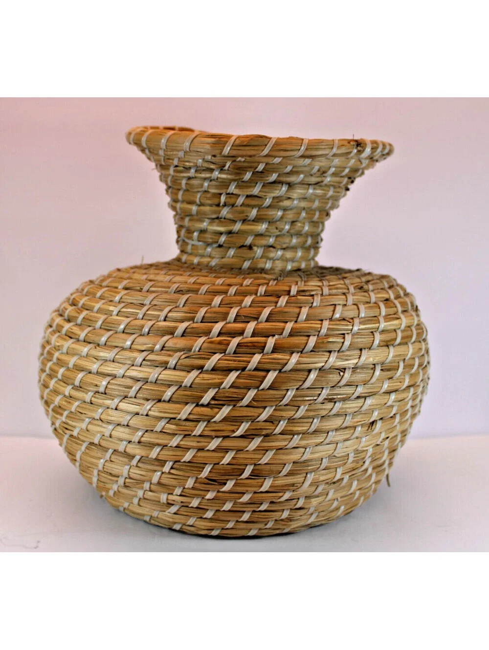 VTG Pine Needle Wrapped Handmade Storage Basket 10